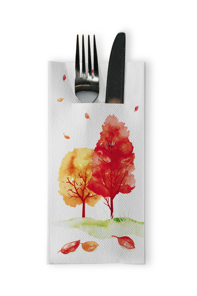 Besteckserviette Herbstwald aus Linclass® Airlaid 40 x 40cm, 1/8 Falz, 75 Stück
