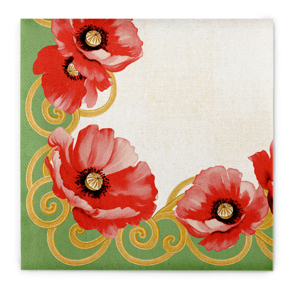 Serviette Talvi (Mohnblume) aus Linclass® Airlaid, 40 x 40 cm, 1/4 Falz, 50 Stück