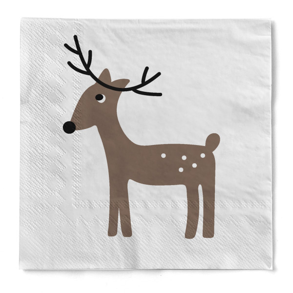 Cocktail-Serviette &quot;Scandihouse&quot; (Rentier) aus Tissue 3-lagig, 25 x 25 cm, 20 Stück
