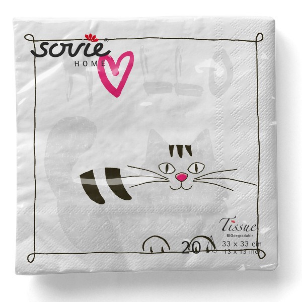 Serviette Moritz in Pink aus Tissue 33 x 33 cm, 20 Stück