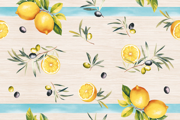Tischläufer Olives &amp; Lemons aus Linclass® Airlaid 40 cm x 24 m, 1 Stück