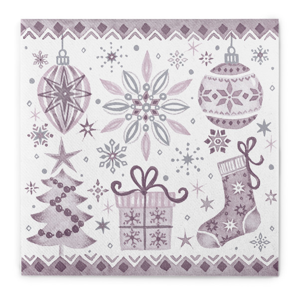 Weihnachtsserviette Jolina in Pflaume aus Linclass® Airlaid 40 x 40 cm, 12 Stück