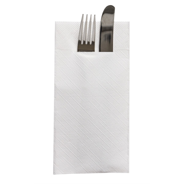 Besteckserviette Weiß aus Tissue Deluxe® 40 x 40 cm, 75 Stück