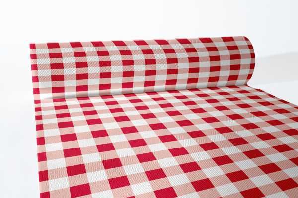 Tischläufer Karo in Rot-Weiß aus Linclass® Airlaid 40 cm x 24 m, 1 Stück