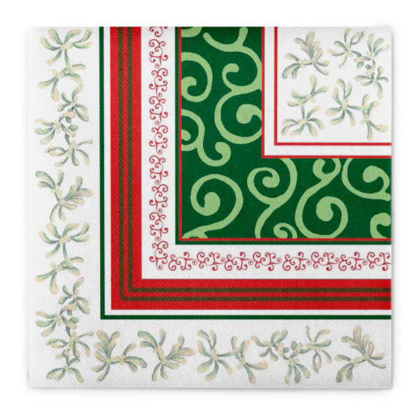 Weihnachtsserviette Melissa in Rot-Grün aus Linclass® Airlaid 40 x 40 cm, 12 Stück