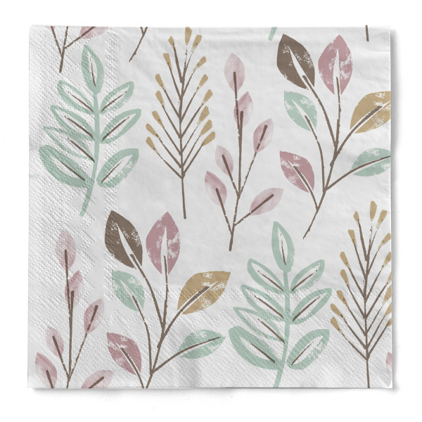 Serviette Cedrik in Salbei/Rosé aus Tissue 3-lagig, 33 x 33 cm, 1/4 Falz, 100 Stück