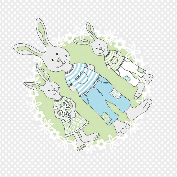 Serviette Familie Bommel in Grün-Grau aus Linclass® Airlaid 40 x 40 cm, 50 Stück