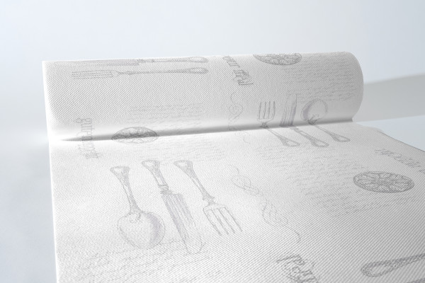 Tischläufer Elisabeth in Silber-Weiss aus Linclass® Airlaid 40 cm x 24 m, 1 Stück