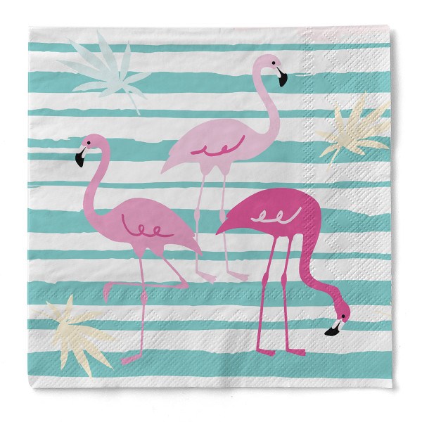 Serviette Flamingo aus Tissue 33 x 33 cm, 20 Stück