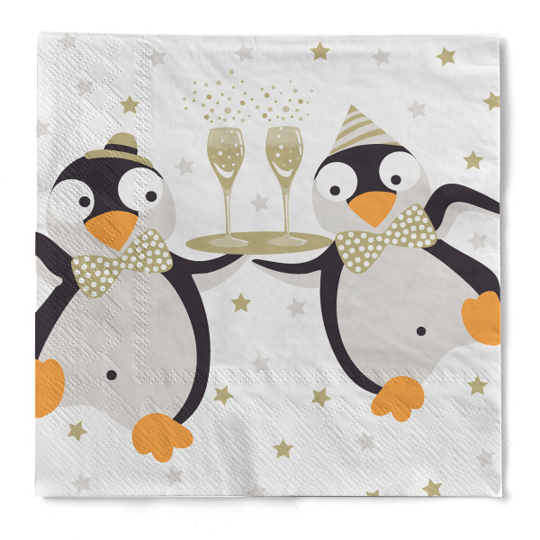 Serviette &quot;Pinguin&quot; aus Tissue 3-lagig, 33 x 33 cm, 20 Stück