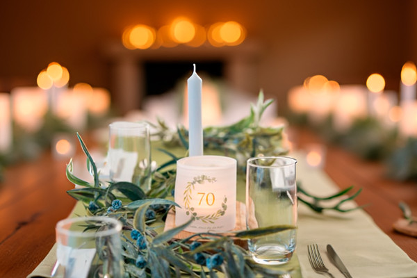 Windlicht Banderole für Kerzengläser Design Schön, dass du da bist 70 - 12 Stück