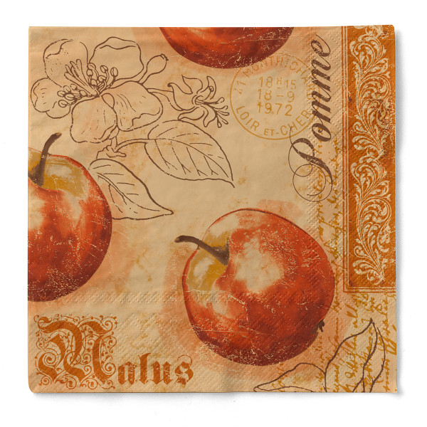 Serviette Malus aus Tissue 3-lagig, 40 x 40 cm, 1/4 Falz, 100 Stück