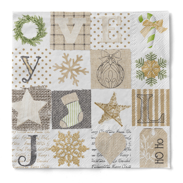 Weihnachtsserviette Candy aus Tissue 3-lagig, 40 x 40 cm, 1/4 Falz, 100 Stück