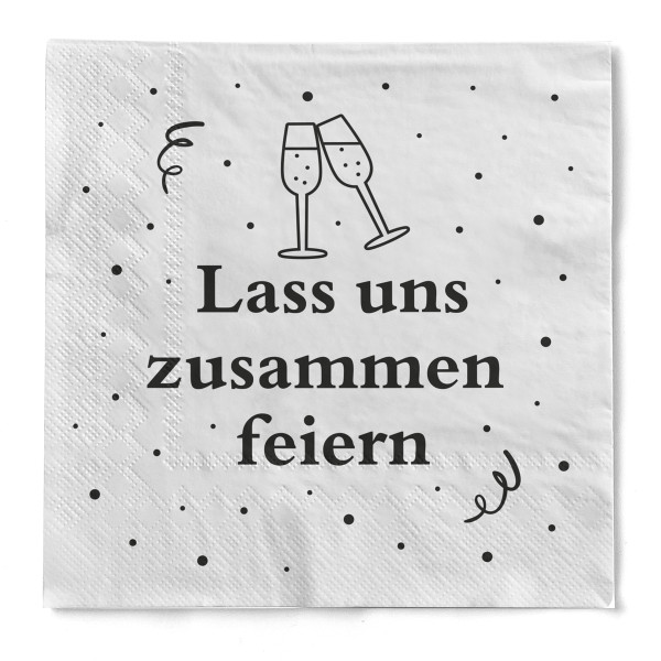 Serviette "Lass uns zusammen feiern" aus Tissue 33 x 33 cm, 3-lagig, 1/4 Falz, 20 Stück