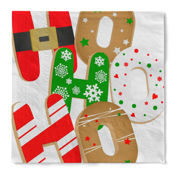 Weihnachtsserviette &quot;Cookies white&quot; aus Tissue 3-lagig, 33 x 33 cm, 20 Stück
