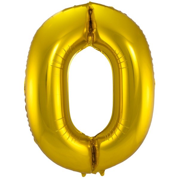 XL Folienballon Zahl 0 in gold, 86 cm, 1 Stück, Helium Ballon (unbefüllt)