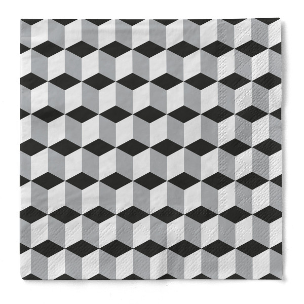 Serviette Chicago in Silber-Schwarz aus Tissue 33 x 33 cm, 20 Stück