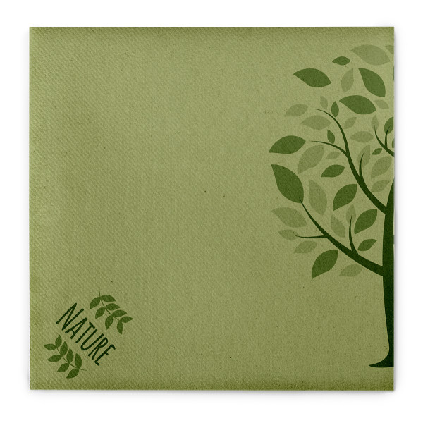 Serviette Green Nature Baum in Oliv aus Linclass® Airlaid 40 x 40 cm, 50 Stück