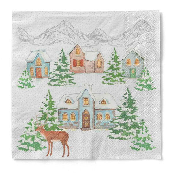 Weihnachtsserviette Sandy aus Tissue 3-lagig, 33 x 33 cm, 1/4 Falz, 100 Stück