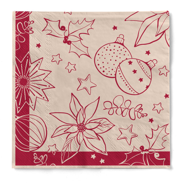 Serviette Milan in Pebble-Stone-Bordeaux aus Tissue 3-lagig, 40 x 40 cm, 1/4 Falz, 100 Stück