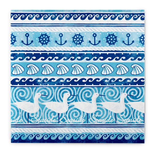 Serviette Seaside in Blau aus Linclass® Airlaid 40 x 40 cm, 12 Stück