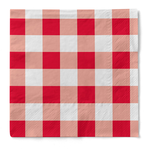 Tissue Serviette Karo Rot, 33 x 33 cm, 3-lagig, 100 Stück