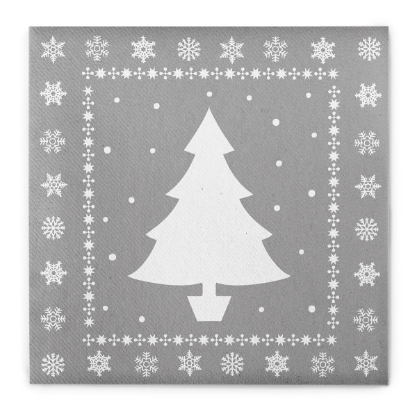Weihnachtsserviette White Tree in Silber aus Linclass® Airlaid 40 x 40 cm, 12 Stück