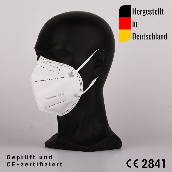 10 Stück FFP2 Masken, zertifiziert CE2841 - hergestellt in Deutschland - Einzel Verpackt