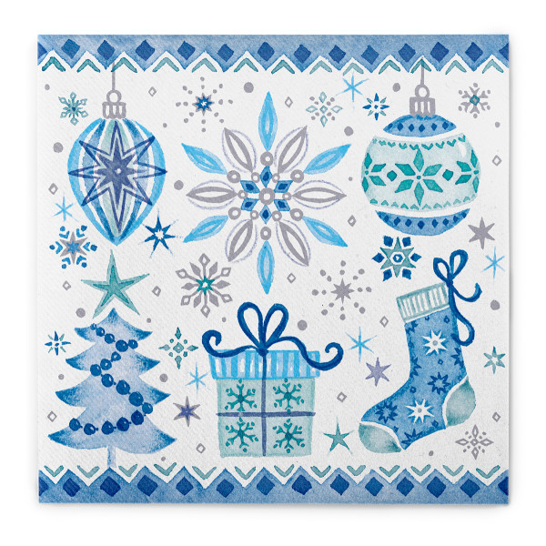 Weihnachtsserviette Jolina in Blau aus Linclass® Airlaid 40 x 40 cm, 12 Stück