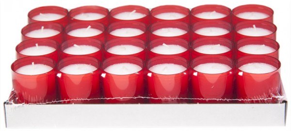 4x Sovie® Refill Kerzen in Rot 24 Stück im Tray - Brenndauer ca. 24 Stunden