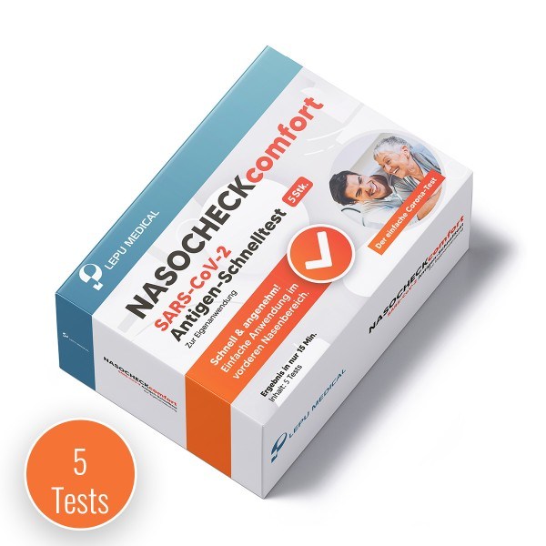 5er Set Lepu NasoCheck comfort Antigen - Schnelltest Kit Nasenabstrich/ Laientest / Selbsttest