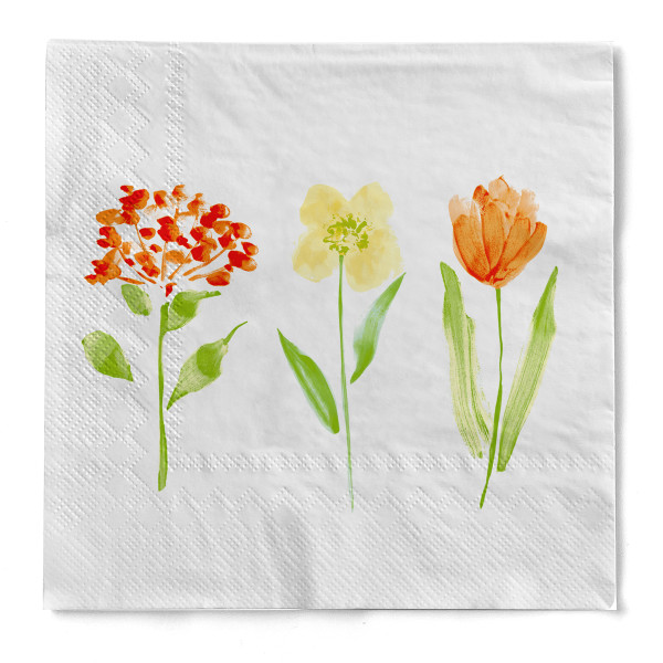 Serviette Selma (Frühling) aus Tissue 3-lagig, 33 x 33 cm, 1/4 Falz, 100 Stück