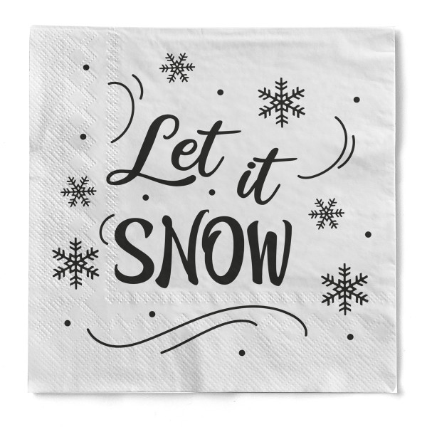 Serviette "Let it Snow" aus Tissue 33 x 33 cm, 3-lagig, 1/4 Falz, 20 Stück
