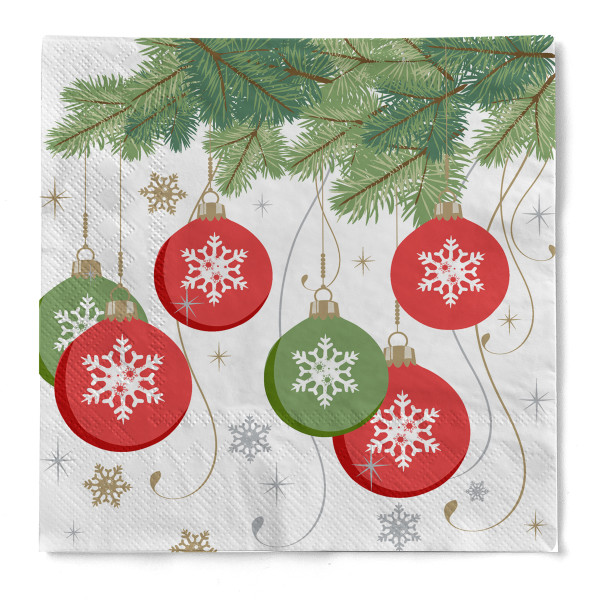 Serviette &quot;Bowlpin&quot; (Weihnachtskugel) aus Tissue 3-lagig, 40 x 40 cm, 20 Stück