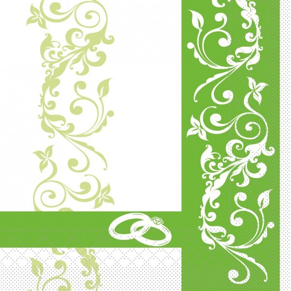 Serviette Hochzeit in Grün aus Tissue 33 x 33 cm, 100 Stück