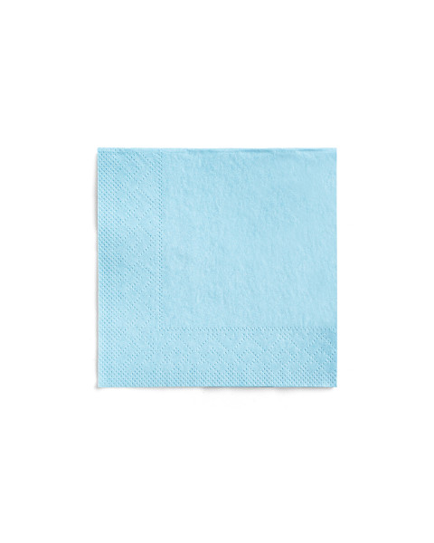 Cocktail-Servietten Hellblau aus Tissue 24 x 24 cm, 3-lagig, 150 Stück