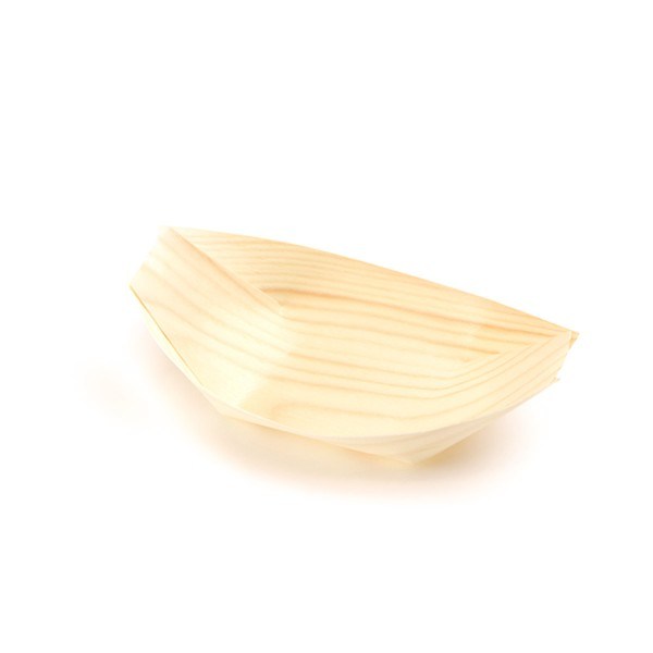 Fingerfood Schale aus Holz, Schiffchen, 170 x 85 mm, 50 Stück