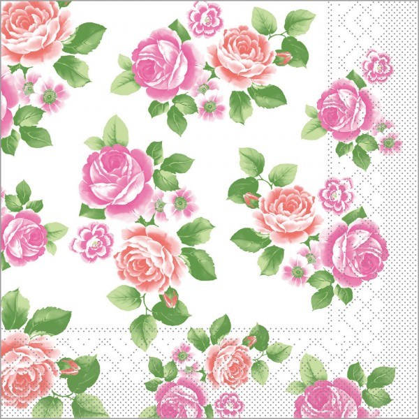 Serviette Rosemarie in rosa aus Tissue 33 x 33 cm, 100 Stück