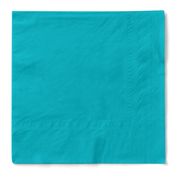 Cocktail-Servietten Aquablau aus Tissue 24 x 24 cm, 150 Stück
