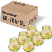 Glaswindlicht Flairlight in Gelb, Brenndauer ca. 60-70 Std., Kerze im Glas -  6 Stück Glaswindlicht Flairlight in Gelb, Brenndauer ca. 60-70 Std., Kerze im Glas -  6 Stück