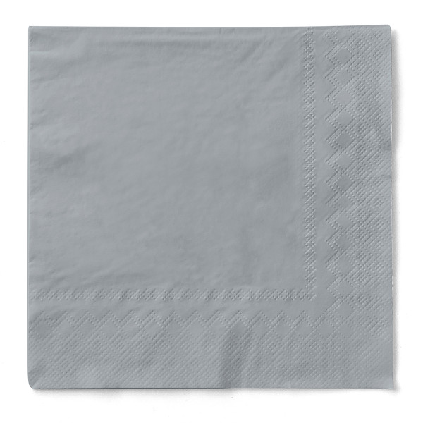 Serviette in Silber aus Tissue 3-lagig, 40 x 40 cm, 100 Stück