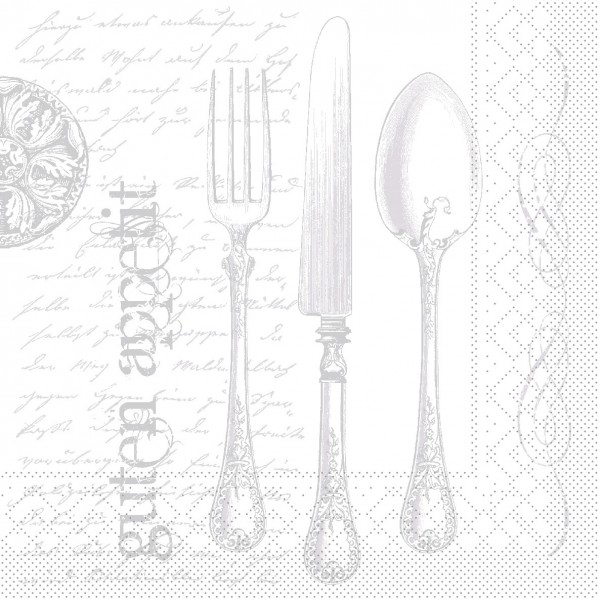 Serviette Elisabeth in Silber-Weiss aus Tissue 40 x 40 cm, 100 Stück