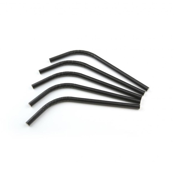 Trinkhalm aus Papier FSC®, in Schwarz, flexibel, Ø 8 mm / 21 cm, 100 Stück