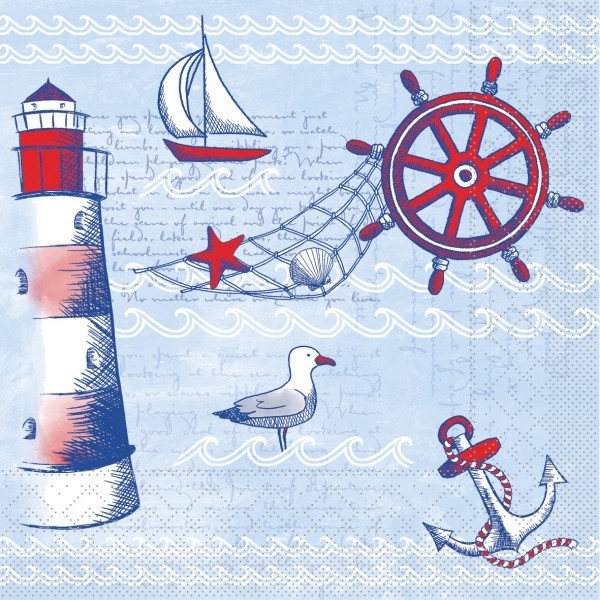 Serviette Meeresbrise in Blau aus Tissue 33 x 33 cm, 100 Stück