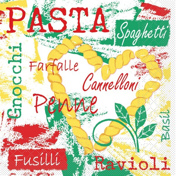 Serviette Pasta aus Tissue 33 x 33 cm, 20 Stück