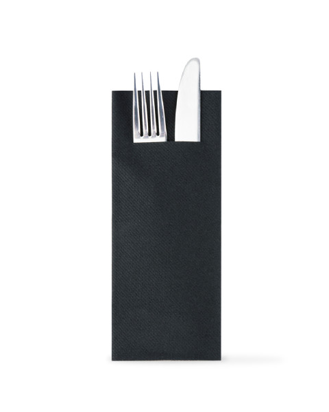 Besteckserviette "Pub" in Schwarz aus Linclass® Airlaid 40 x 33 cm, 1/8 Falz, 75 Stück