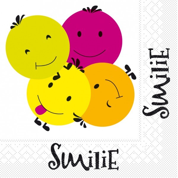 Serviette Smilie aus Tissue 33 x 33 cm, 20 Stück