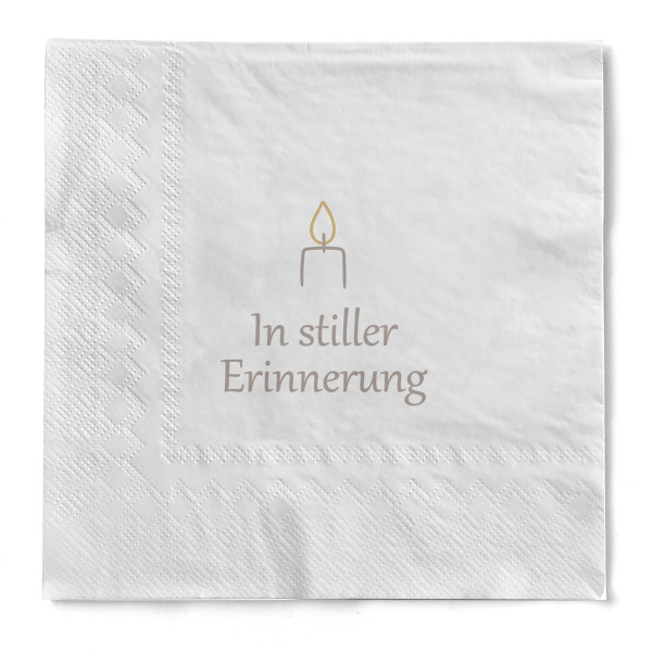 Serviette "In Stiller Erinnerung" aus Tissue 33 x 33 cm, 3-lagig, 1/4 Falz, 20 Stück