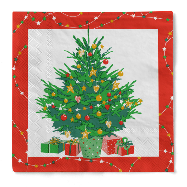 Weihnachtsserviette &quot;Weihnachtsbaum&quot; aus Tissue 3-lagig, 33 x 33 cm, 20 Stück