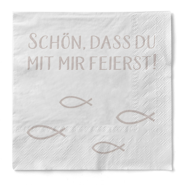 Serviette &quot;Schön, dass Du mit mir feierst&quot; aus Tissue 33 x 33 cm, 20 Stück